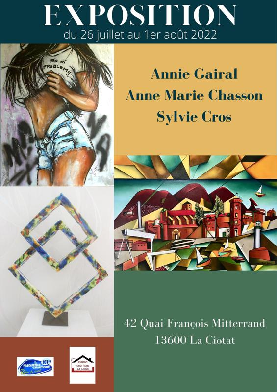 Exposition de peintures et sculptures d'Annie Gairal, Anne-Marie Chasson et Sylvie Cros