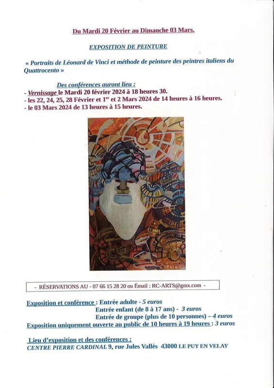 Exposition de peinture : « Portrails de Léonard de Vinci et méthode de pinture des peintres italiens du Quattrocento »