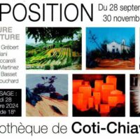 Exposition collective peinture & Sculpture des artistes : Christine Grébert, Paul Mariani, Pierre Zuccarelli, Maurice Martinez, Jacques Basset et Patrice Fouchard - Bibliothèque - Coti Chjavari