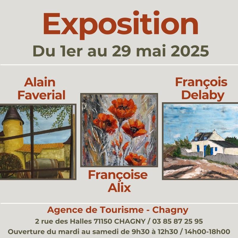 Exposition des peintures de Françoise Alix, François Delaby et Alain Faverial