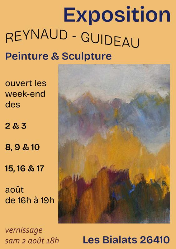 Exposition de peinture Annie Reynaud et sculpture sur bois Patrick Guideau