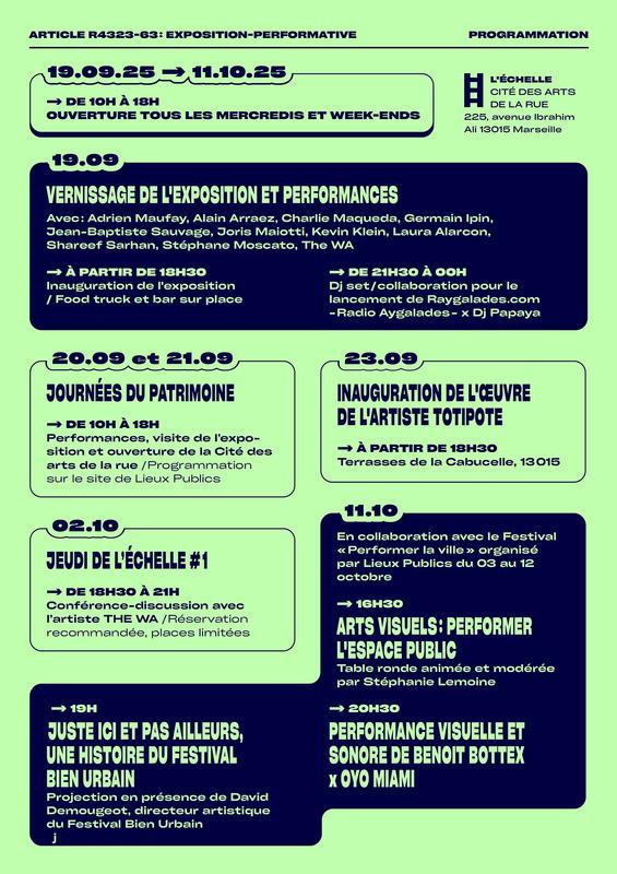 Article R4323-63 - Exposition-performative du collectif l'Échelle à la Cité des arts de la rue
