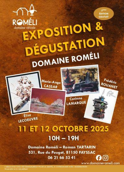 Domaine Roméli : Exposition « peinture/sculpture » et « dégustation/vente de vin »