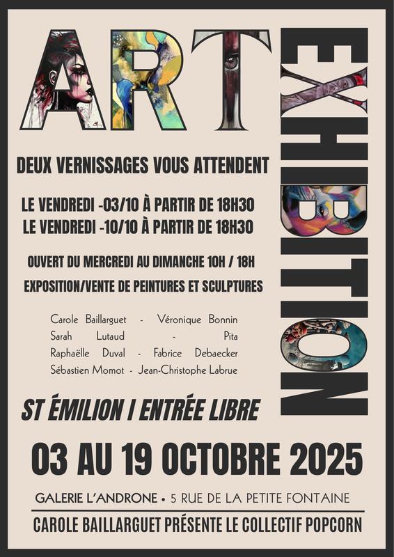 Exposition, vente de peintures et sculptures