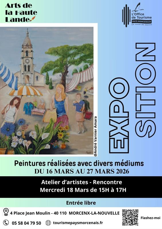 Exposition de peintures réalisées avec divers médiums