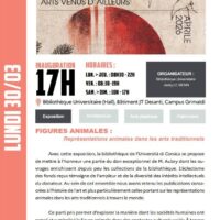 JACES 2026 : Exposition "Figures animales : Représentations animales dans les arts traditionnels" du Fonds Arts- Bibliothèque Universitaire (Hall) - Corti