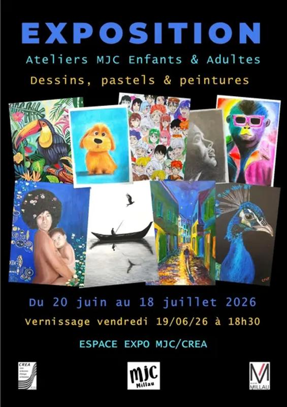 Expo enfants, ados et adultes des ateliers dessin et peinture de la Mjc - Espace Mjc / Crea