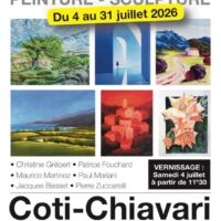 Exposition collective peinture & Sculpture des artistes : Christine Grébert, Patrice Fouchard, Maurice Martinez, Paul Mariani, Jacques Basset et Pierre Zuccarelli - Bibliothèque - Coti Chjavari