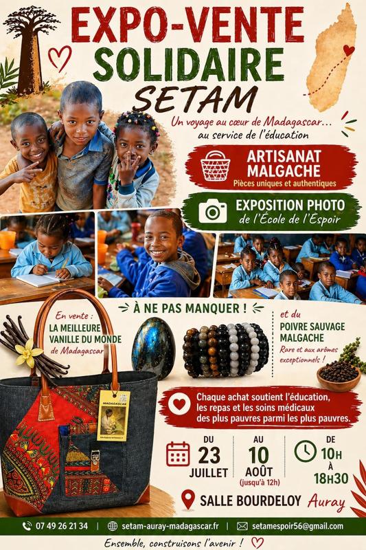 Exposition-vente artisanat malgache par l'association Setam