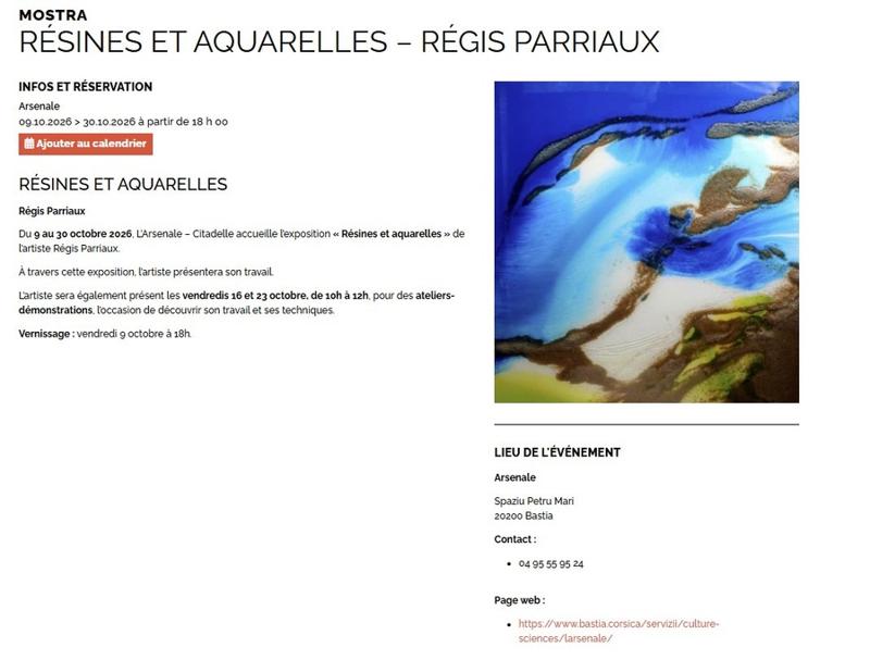 Exposition "Résines et acquarelles" de Régis Parriaux